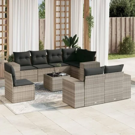 Gartenmöbel-Set 9-teilig mit Kissen aus hellem grauem Kunst-Rattan. von , Gartensets - Ref: Foro24-3255189, Preis: 698,55 €, ...