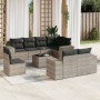 Set muebles jardín 9 pzas y cojines ratán sintético gris claro de , Conjuntos de jardín - Ref: Foro24-3255189, Precio: 671,72...