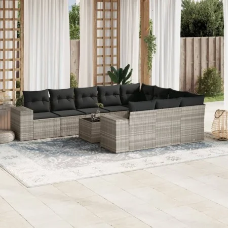 Gartensofagarnitur 11-teilig mit grauen Polstern aus synthetischem Rattan von , Gartensets - Ref: Foro24-3255439, Preis: 850,...