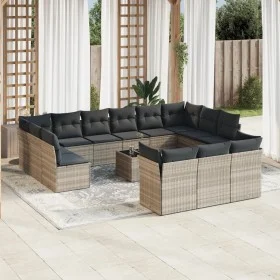 Set sofás jardín 14 pzas con cojines ratán sintético gris claro de , Conjuntos de jardín - Ref: Foro24-3218462, Precio: 964,3...