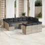 Gartensofa-Set, 14-teilig, mit Kissen, aus hellem grauen Kunststoff-Rattan. von , Gartensets - Ref: Foro24-3218462, Preis: 94...