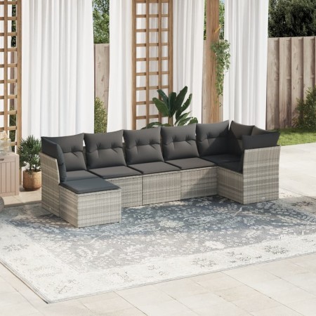 7-piece garden sofa set with light gray PE rattan cushions by , Garden sets - Ref: Foro24-3217972, Price: 483,38 €, Discount: %