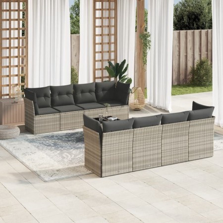 Gartenmöbel-Set 9-teilig mit Kissen aus hellem grauem Kunst-Rattan. von , Gartensets - Ref: Foro24-3217312, Preis: 622,53 €, ...
