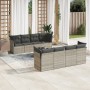 Set muebles jardín 9 pzas y cojines ratán sintético gris claro de , Conjuntos de jardín - Ref: Foro24-3217312, Precio: 600,26 €