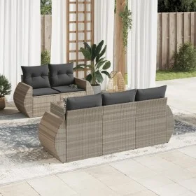 Garden sofa set 6 pieces and gray synthetic rattan cushions by , Garden sets - Ref: Foro24-3253439, Price: 484,99 €, Discount: %