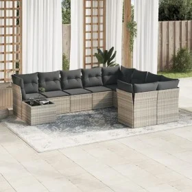 Set of 10-piece garden sofas with light gray synthetic rattan cushions by , Garden sets - Ref: Foro24-3218192, Price: 676,87 ...