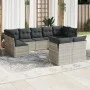 Garden furniture set 9 pieces and light gray synthetic rattan cushions by , Garden sets - Ref: Foro24-3218152, Price: 624,08 ...