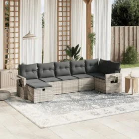 7-piece garden sofa set with light gray PE rattan cushions by , Garden sets - Ref: Foro24-3263818, Price: 478,53 €, Discount: %