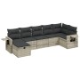 7-piece garden sofa set with light gray PE rattan cushions by , Garden sets - Ref: Foro24-3263818, Price: 487,93 €, Discount: %