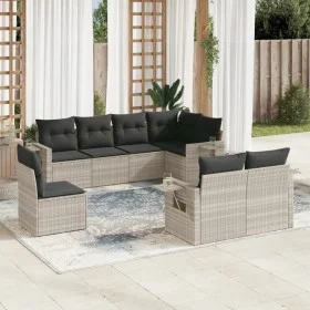Garden sofa set 8 pieces and gray synthetic rattan cushions by , Garden sets - Ref: Foro24-3252779, Price: 607,96 €, Discount: %