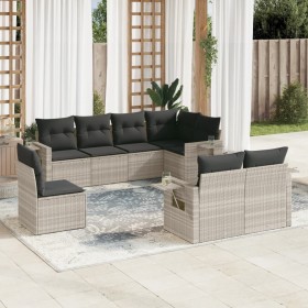 Gartensofagarnitur 8-teilig mit grauen Polstern aus synthetischem Rattan von , Gartensets - Ref: Foro24-3252779, Preis: 586,3...
