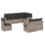 Garden sofa set 8 pieces and gray synthetic rattan cushions by , Garden sets - Ref: Foro24-3252779, Price: 587,90 €, Discount: %
