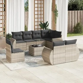 Garden furniture set 9 pieces and light gray synthetic rattan cushions by , Garden sets - Ref: Foro24-3253989, Price: 755,51 ...