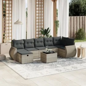 Garden sofa set 8 pieces and gray synthetic rattan cushions by , Garden sets - Ref: Foro24-3264138, Price: 549,64 €, Discount: %