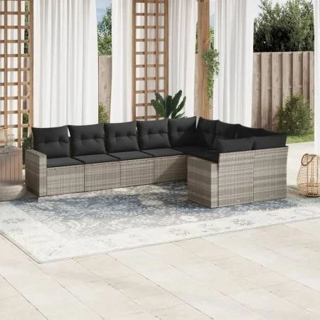 Garden furniture set 9 pieces and light gray synthetic rattan cushions by , Garden sets - Ref: Foro24-3219432, Price: 617,68 ...