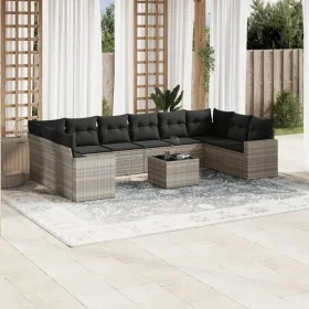 Gartensofagarnitur 11-teilig mit grauen Polstern aus synthetischem Rattan von , Gartensets - Ref: Foro24-3219472, Preis: 735,...