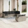 Garden furniture set 9 pieces and light gray synthetic rattan cushions by , Modular outdoor sofas - Ref: Foro24-3221821, Pric...
