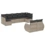 Garden furniture set 9 pieces and light gray synthetic rattan cushions by , Modular outdoor sofas - Ref: Foro24-3221821, Pric...