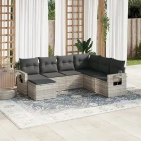 7-piece garden sofa set with light gray PE rattan cushions by , Garden sets - Ref: Foro24-3220501, Price: 472,47 €, Discount: %