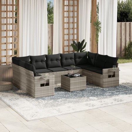 Gartensofa-Set, 10-teilig, mit Kissen, aus hellem grauen Kunststoff-Rattan. von , Gartensets - Ref: Foro24-3220611, Preis: 66...