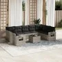 Set of 10-piece garden sofas with light gray synthetic rattan cushions by , Garden sets - Ref: Foro24-3220611, Price: 674,26 ...