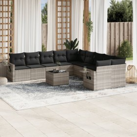 Gartensofagarnitur 11-teilig mit grauen Polstern aus synthetischem Rattan von , Gartensets - Ref: Foro24-3220721, Preis: 753,...