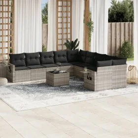Gartensofagarnitur 11-teilig mit grauen Polstern aus synthetischem Rattan von , Gartensets - Ref: Foro24-3220721, Preis: 739,...