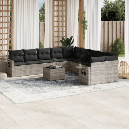 Garden sofa set 11 pieces and gray synthetic rattan cushions by , Garden sets - Ref: Foro24-3220721, Price: 753,66 €, Discoun...