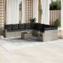 Garden sofa set 11 pieces and gray synthetic rattan cushions by , Garden sets - Ref: Foro24-3220721, Price: 739,99 €, Discoun...