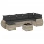 Garden sofa set 8 pieces and gray synthetic rattan cushions by , Garden sets - Ref: Foro24-3254029, Price: 569,44 €, Discount: %