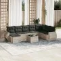 Gartenmöbel-Set 9-teilig mit Kissen aus hellem grauem Kunst-Rattan. von , Modulare Sofas für den Außenbereich - Ref: Foro24-3...