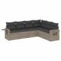 Garden sofa set 6 pieces and gray synthetic rattan cushions by , Garden sets - Ref: Foro24-3220211, Price: 434,20 €, Discount: %