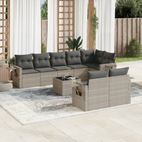 Garden furniture set 9 pieces and light gray synthetic rattan cushions by , Garden sets - Ref: Foro24-3220431, Price: 649,12 ...
