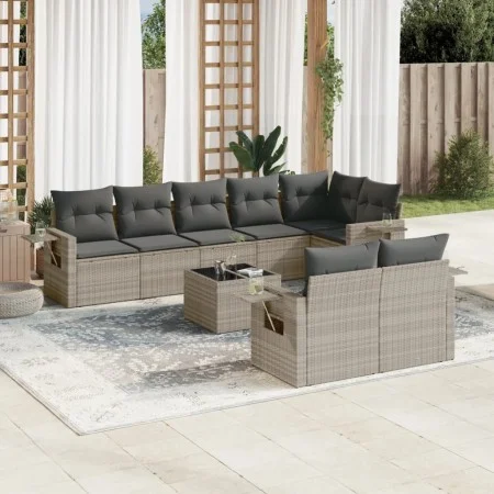 Garden furniture set 9 pieces and light gray synthetic rattan cushions by , Garden sets - Ref: Foro24-3220431, Price: 636,71 ...