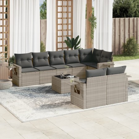 Gartenmöbel-Set 9-teilig mit Kissen aus hellem grauem Kunst-Rattan. von , Gartensets - Ref: Foro24-3220431, Preis: 650,04 €, ...