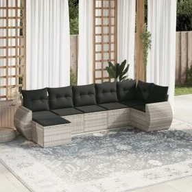 7-piece garden sofa set with light gray PE rattan cushions by , Modular outdoor sofas - Ref: Foro24-3221681, Price: 492,08 €,...