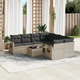 Garden furniture set 9 pieces and light gray synthetic rattan cushions by , Garden sets - Ref: Foro24-3219961, Price: 620,63 ...