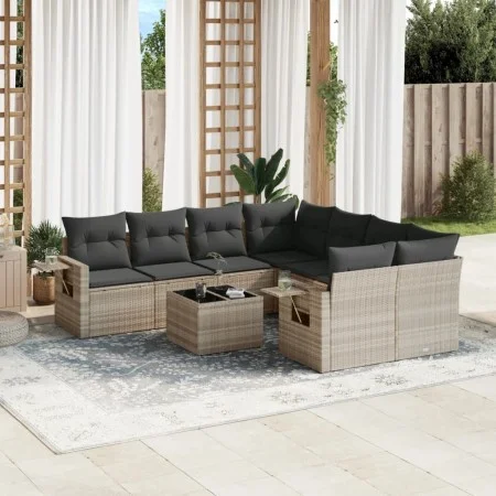 Garden furniture set 9 pieces and light gray synthetic rattan cushions by , Garden sets - Ref: Foro24-3219961, Price: 619,94 ...
