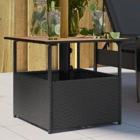 Gartentisch mit Sonnenschirmloch, Schwarz, Rattan, 55x55x46,5 cm. von , Gartentische - Ref: Foro24-364117, Preis: 69,82 €, Ra...