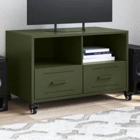 TV-Möbel aus kaltgewalztem Stahl in Olivgrün, 68x39x43,5 cm. von , TV-Möbel - Ref: Foro24-846702, Preis: 67,46 €, Rabatt: %