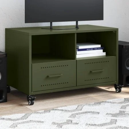 TV-Möbel aus kaltgewalztem Stahl in Olivgrün, 68x39x43,5 cm. von , TV-Möbel - Ref: Foro24-846702, Preis: 67,46 €, Rabatt: %