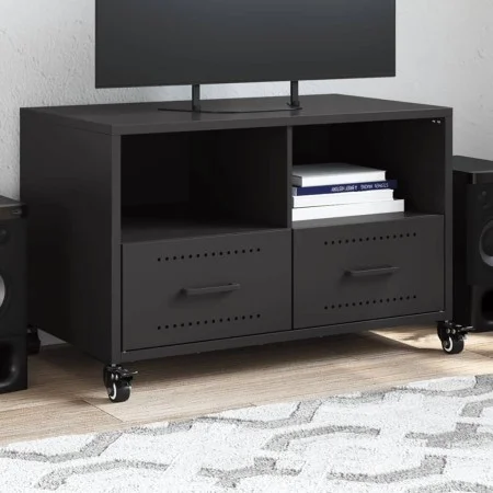 TV stand made of black cold-rolled steel, measuring 68x39x43.5 cm. by , TV Furniture - Ref: Foro24-846698, Price: 64,95 €, Di...