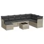 Garden furniture set 9 pieces and light gray synthetic rattan cushions by , Garden sets - Ref: Foro24-3218062, Price: 603,85 ...