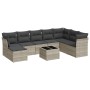 Set muebles jardín 9 pzas y cojines ratán sintético gris claro de , Conjuntos de jardín - Ref: Foro24-3218062, Precio: 591,76...