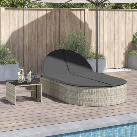 Tumbona doble con cojines ratán sintético gris claro de , Tumbonas - Ref: Foro24-368651, Precio: 276,32 €, Descuento: %