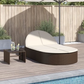 Tumbona doble con cojines ratán sintético marrón de , Tumbonas - Ref: Foro24-368647, Precio: 264,81 €, Descuento: %