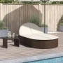 Double sun lounger with brown synthetic rattan cushions by , Loungers - Ref: Foro24-368647, Price: 259,13 €, Discount: %