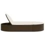 Double sun lounger with brown synthetic rattan cushions by , Loungers - Ref: Foro24-368647, Price: 259,13 €, Discount: %
