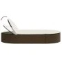 Double sun lounger with brown synthetic rattan cushions by , Loungers - Ref: Foro24-368647, Price: 259,13 €, Discount: %