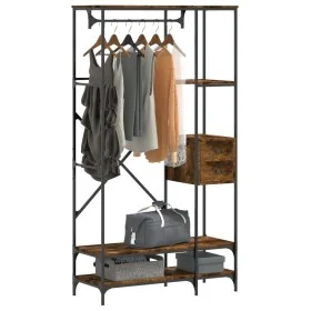 Coat rack with smoked oak engineered wood shelves by , Dresser Organizers and Bar Hangers - Ref: Foro24-847861, Price: 117,37...